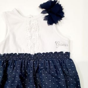 Baby Guess Blue & White Romper Size 6-9mo